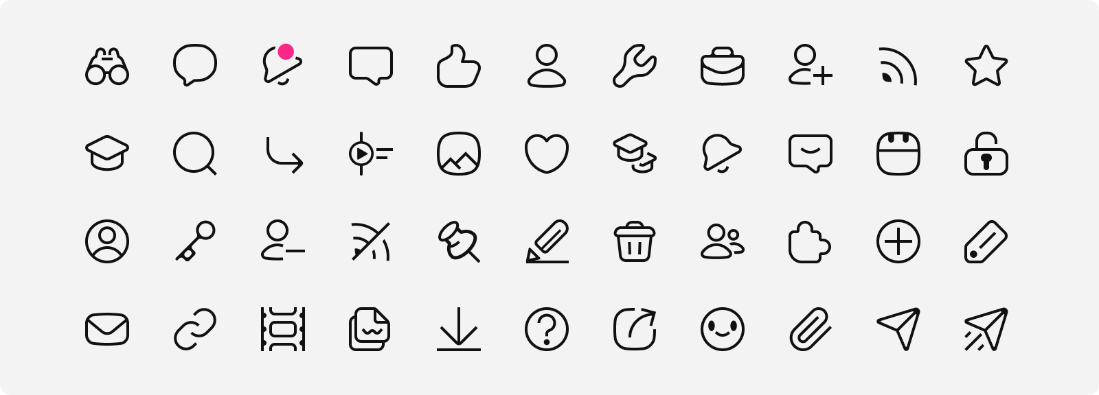A set of 44 outline icons from the interface
