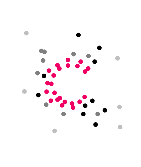 The dot mark on its own, without the wordmark, on white