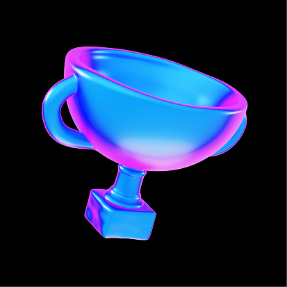 A blue and pink 3D trophy cup
