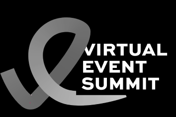 A grey looping “ve” mark with a stacked Virtual Event Summit wordmark